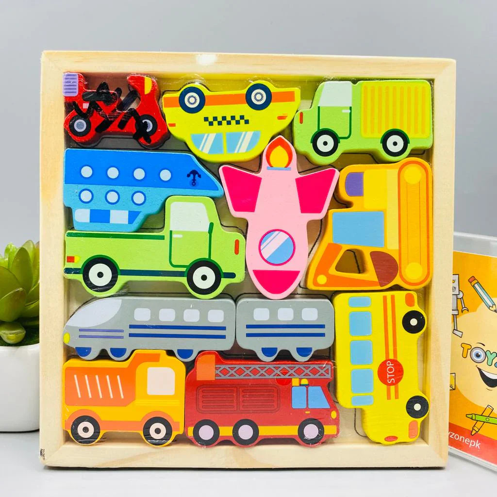 Cartoon Animal Car Wooden Peg Puzzles Board Educational Toy – gallery 12