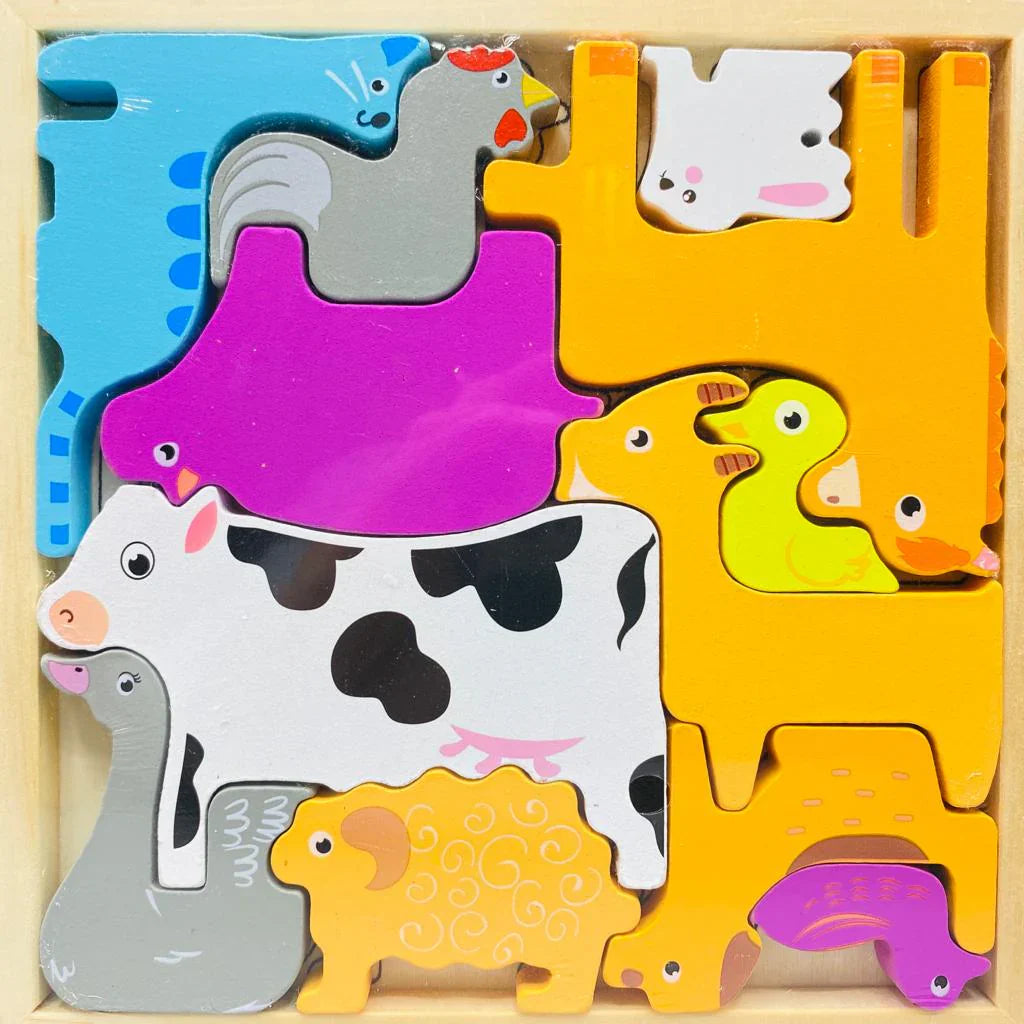 Cartoon Animal Car Wooden Peg Puzzles Board Educational Toy – gallery 7