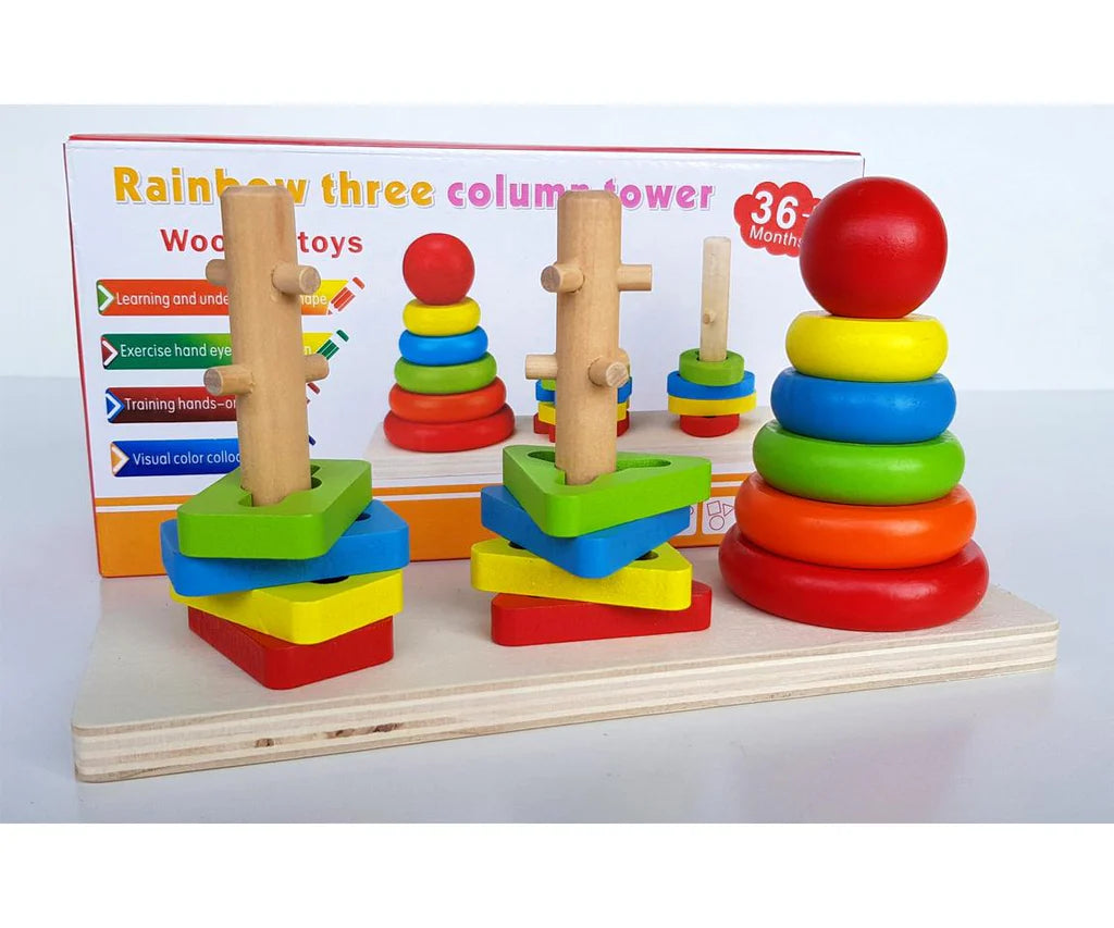 Rainbow Three Column Tower Shape Educational Toys – gallery 4