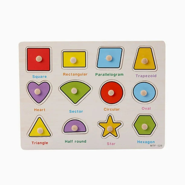 Wooden Puzzle Shapes Board With Names – gallery 1